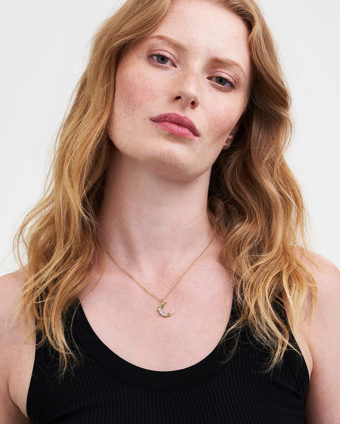 Gold Nightshade Moon Pendant Necklace