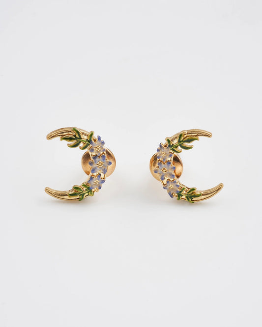 Gold Nightshade Moon Stud Earrings