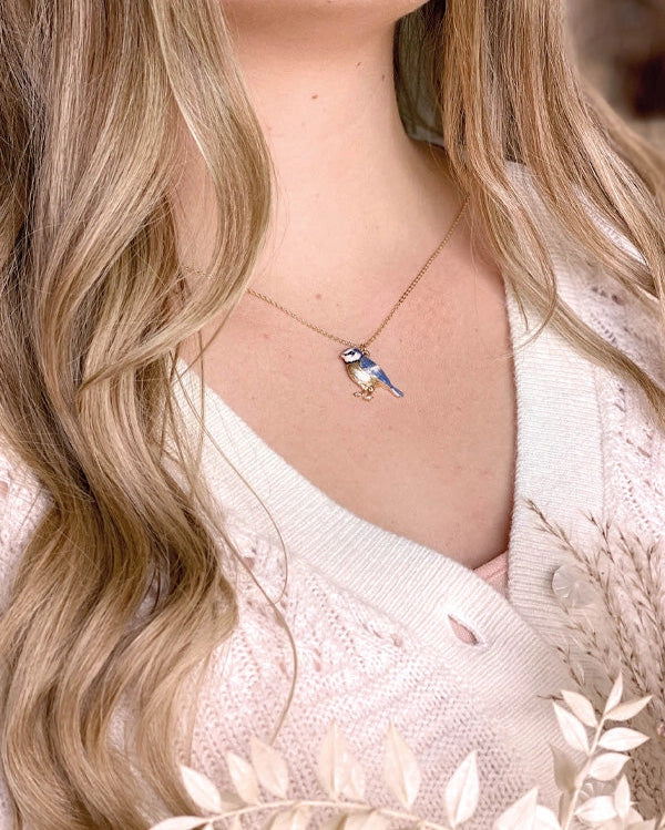 Enamel Blue Tit Necklace