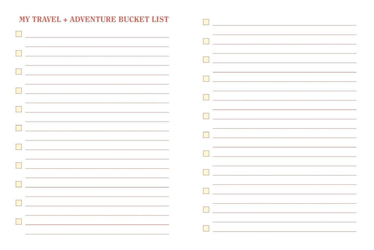 Bucket List Journal