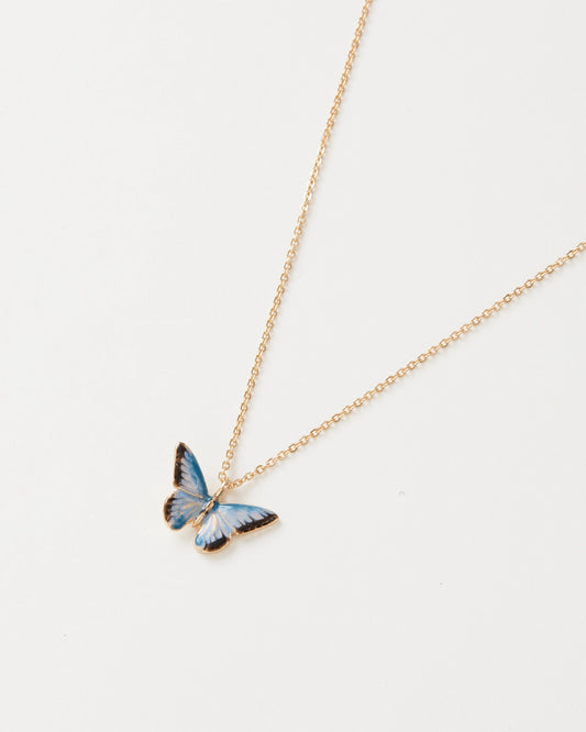 Enamel Blue Butterfly Necklace