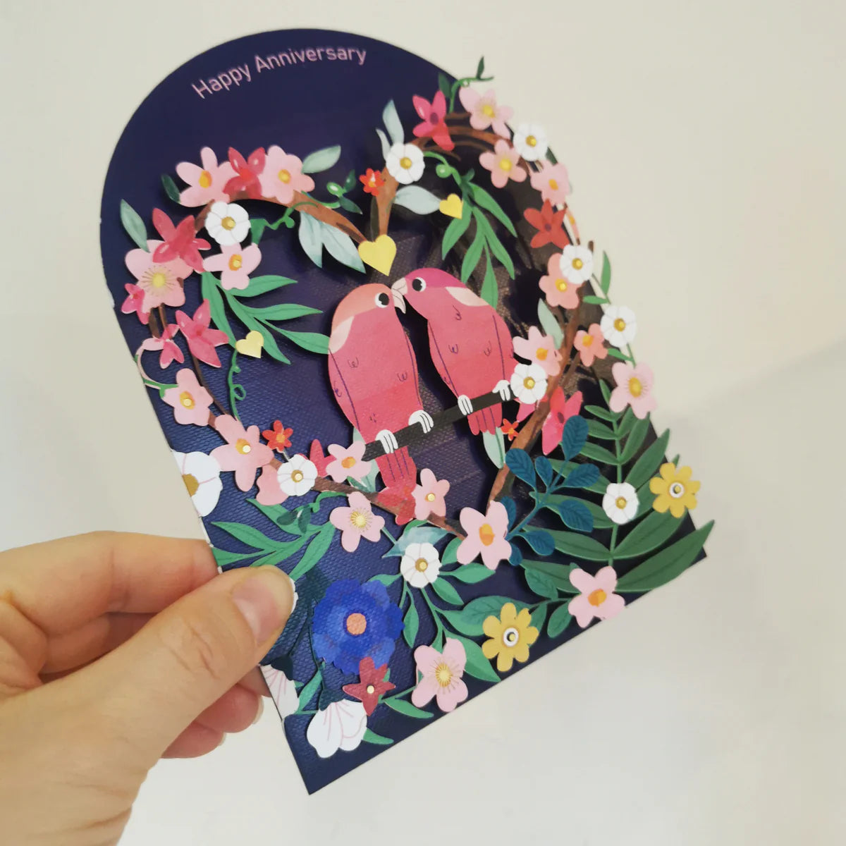 Happy Anniversary Parrots Pop Up Card