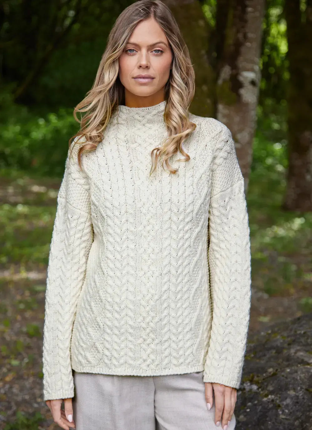 Ava Aran Funnel Neck Sweater