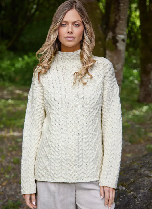 Ava Aran Funnel Neck Sweater