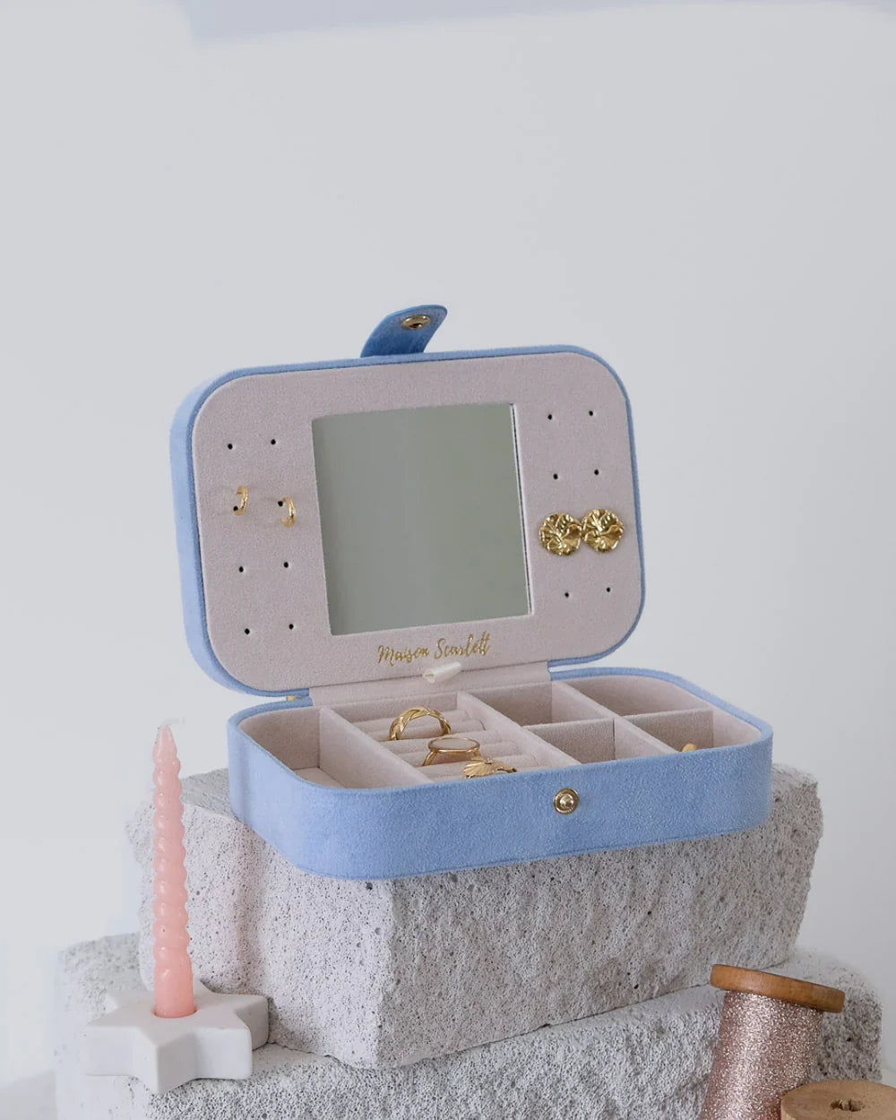 Rectangle Travel Jewellery Box | Brigitte | Velvet | Maison Scarlett