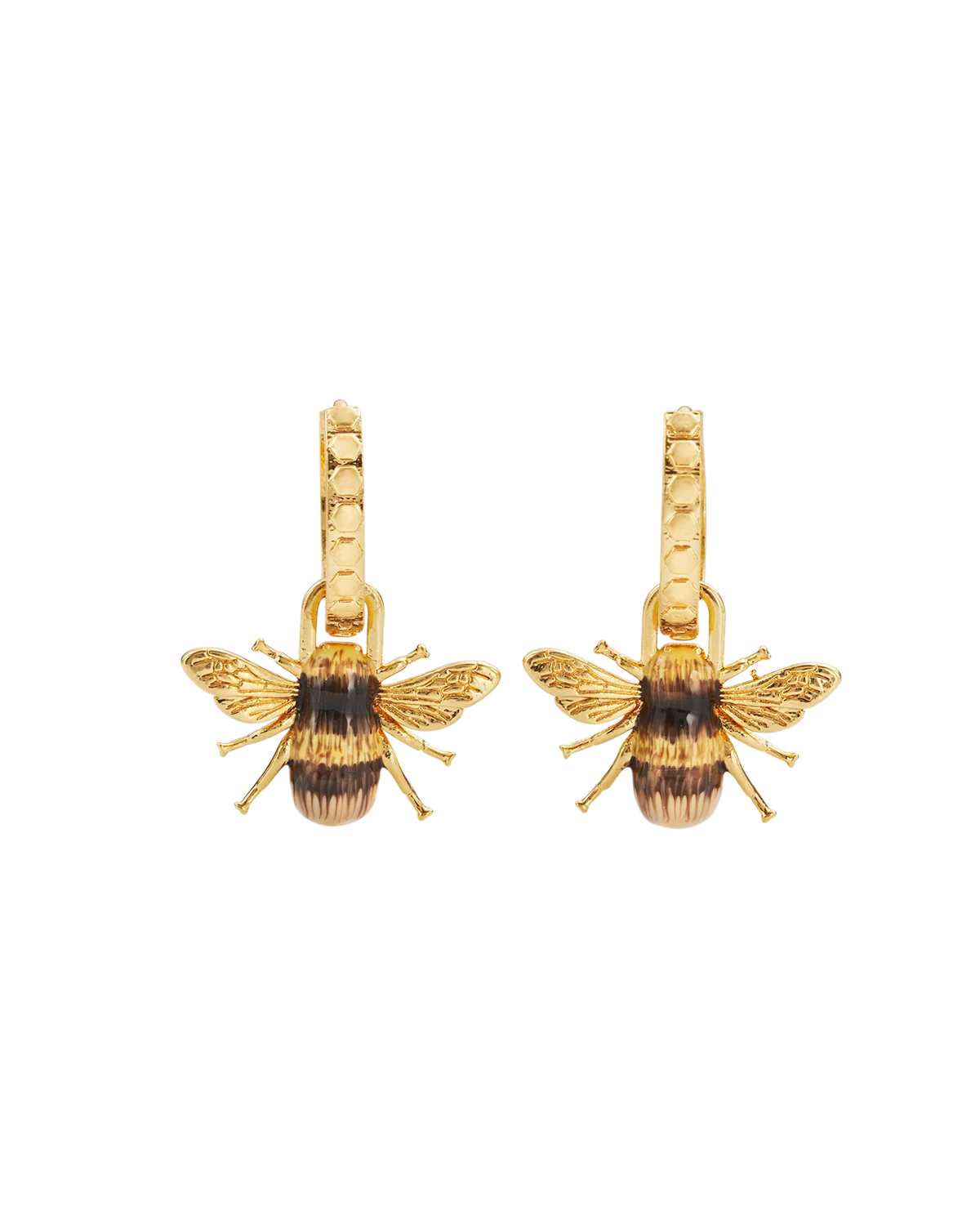 Gold Honey Bee Huggie Earrings