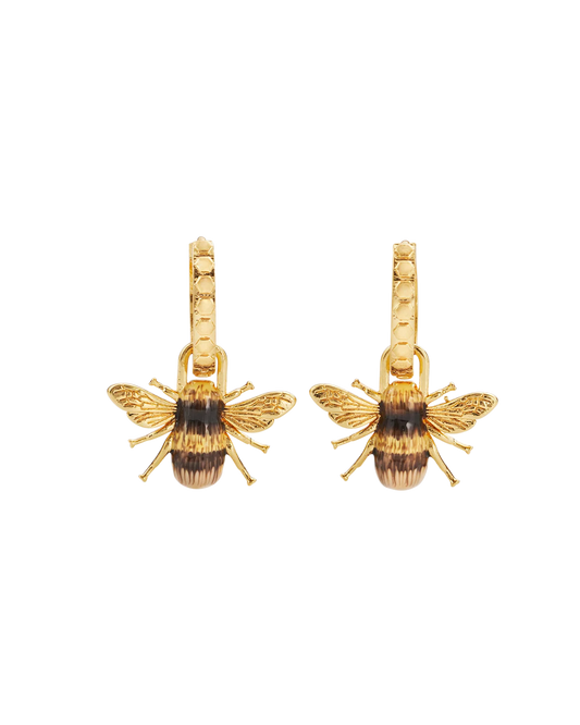 Gold Honey Bee Huggie Earrings