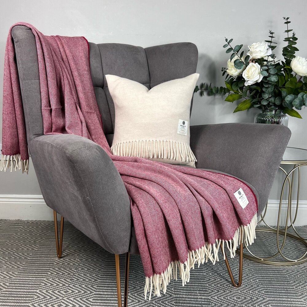 Spotted Cranberry Herringbone McNutt Blanket