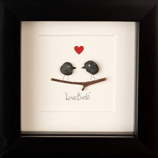 Love Birds Pebble Art Frame by Simply Mourne