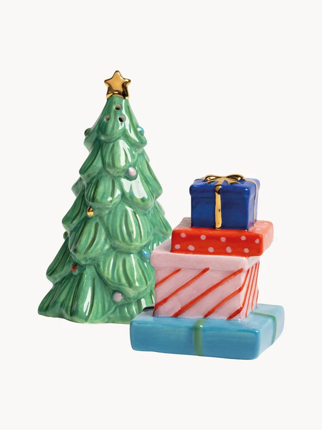 Hand-Painted Christmas Merry Salt and Pepper Shakers, Set of 2