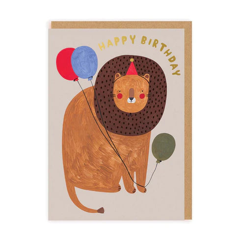 Balloons + Lion Birthday Card