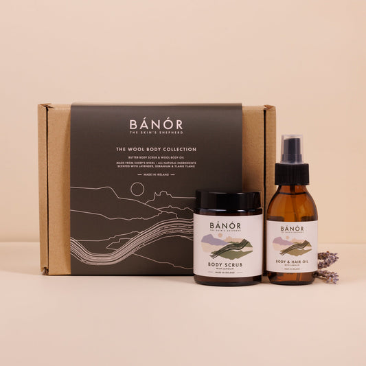 The wool body oil and candle