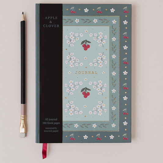 Flowers and Cherries A5 Journal