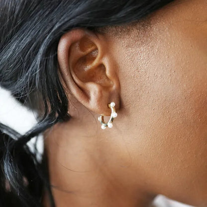 Pearl Edge Hoop Earrings