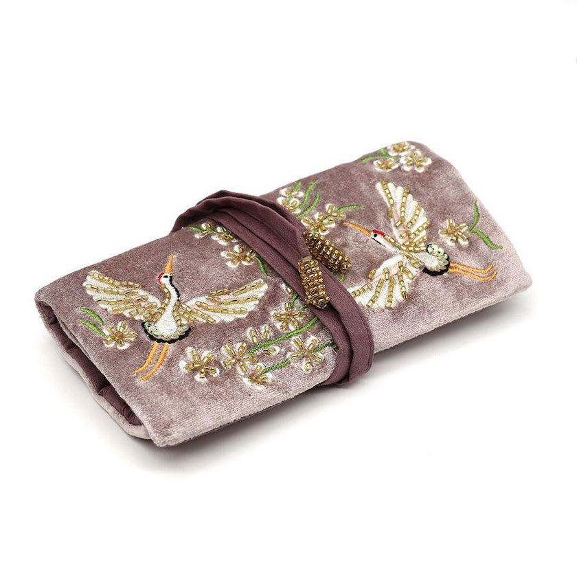 POM Velvet Floral Jewellery Roll