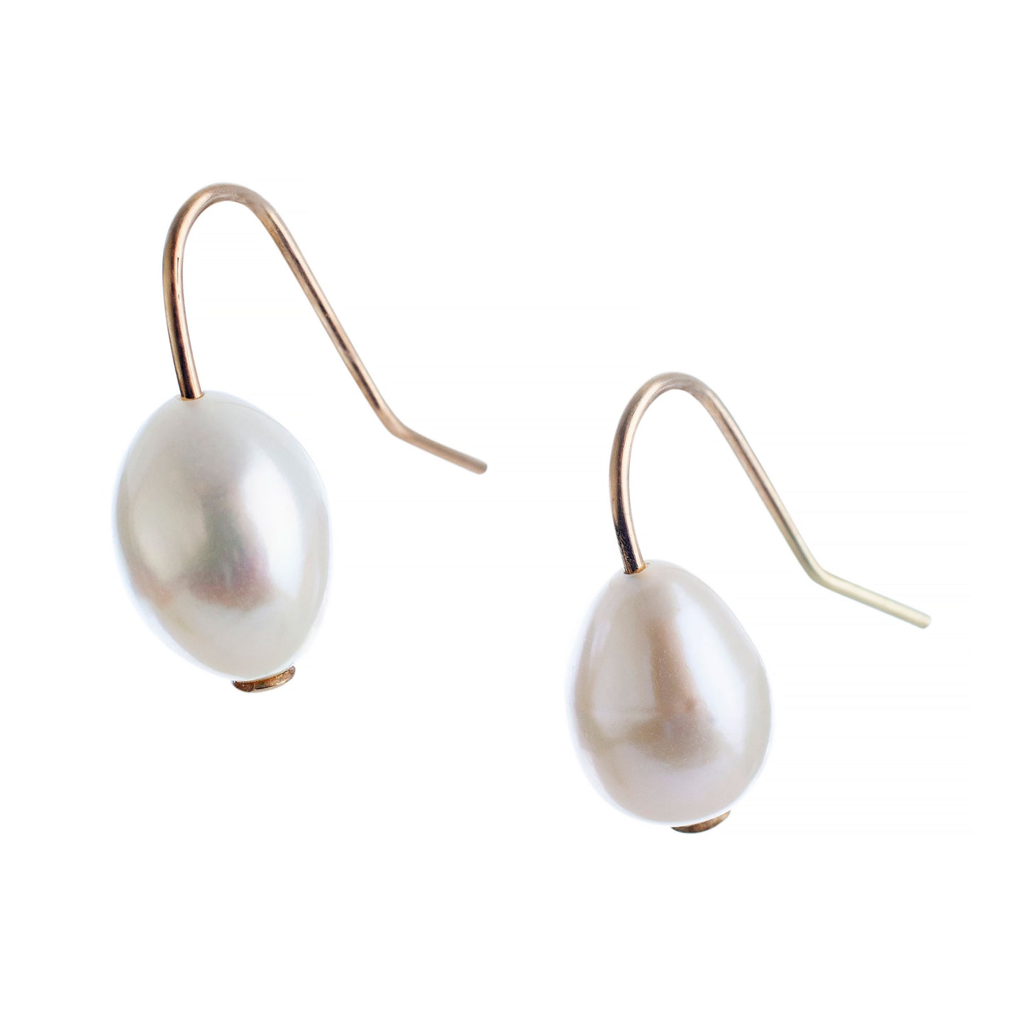 Small White & Gold Pearl Drop Earrings