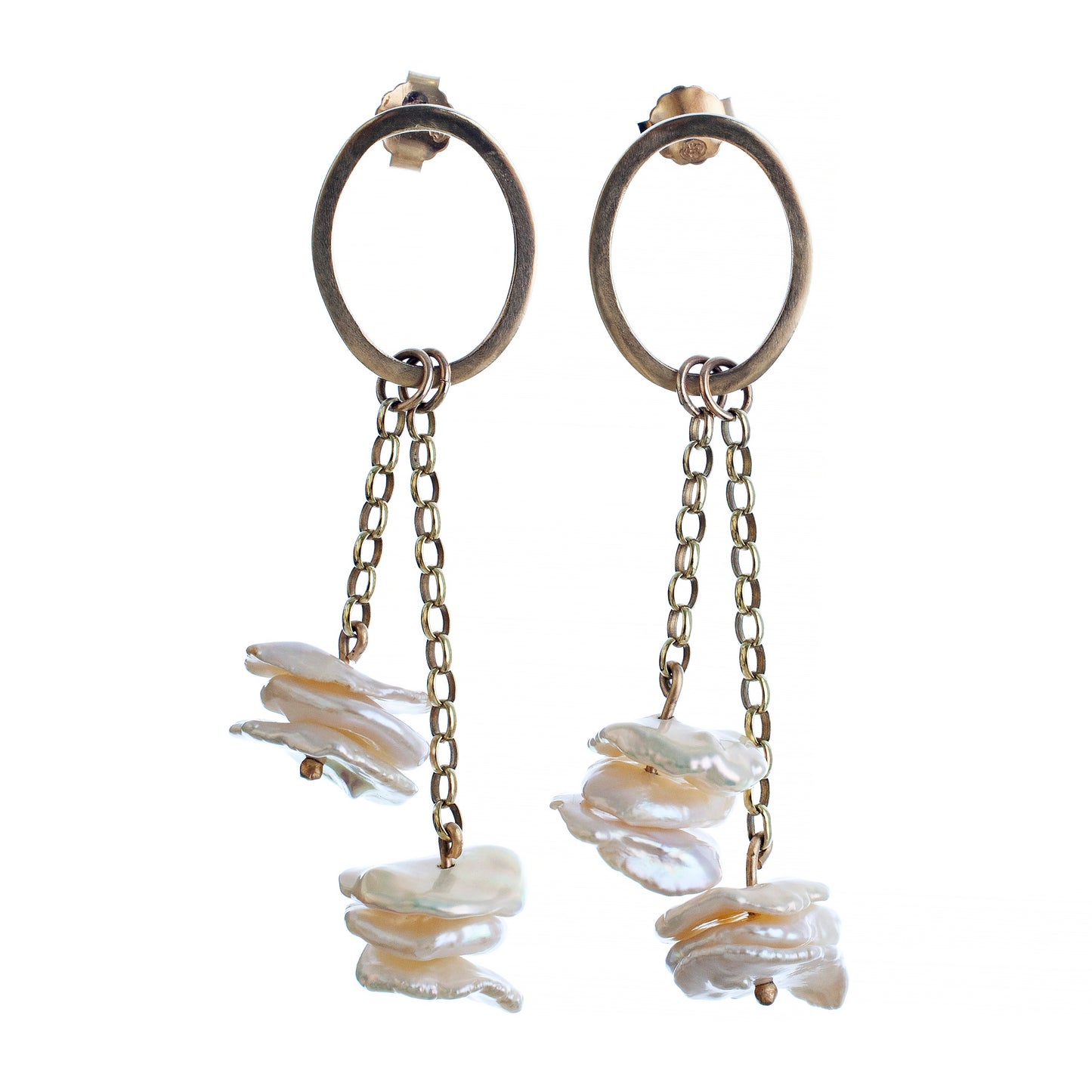 Pebble Gold and Pearl Earrings