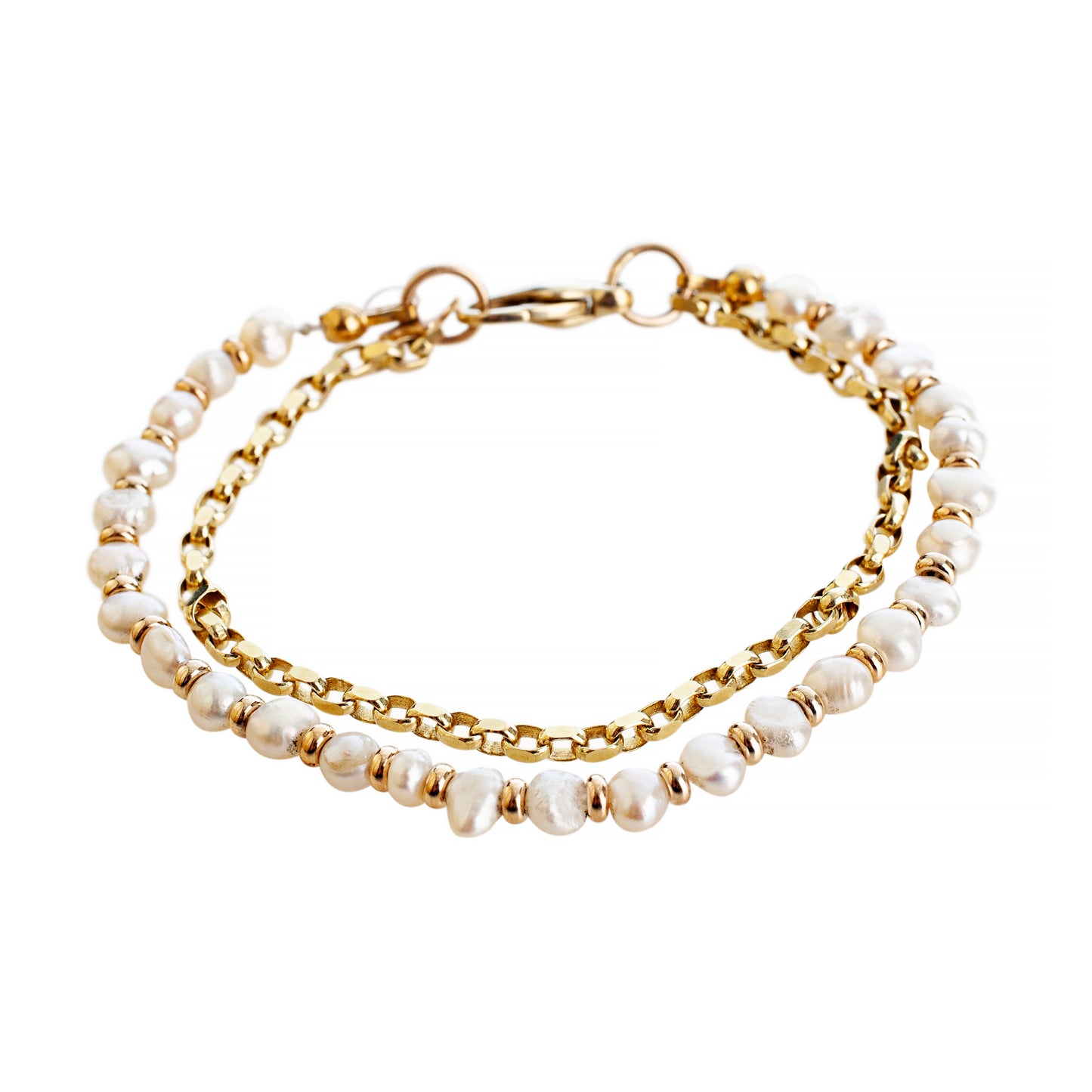 Ripple Gold and Pearl Bracelet