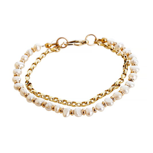 Ripple Gold and Pearl Bracelet