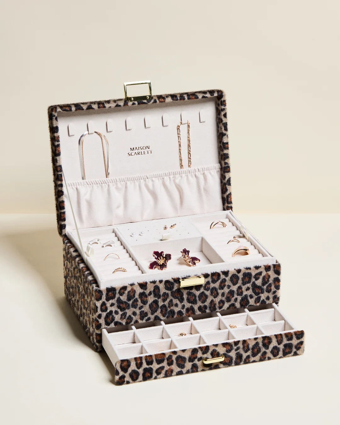 Denise leopard velvet jewelry box