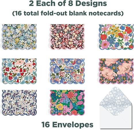 Liberty 16 Scalloped Folded Notecards