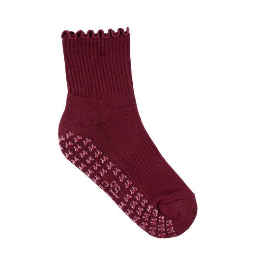 Glide Merlot Grip Socks