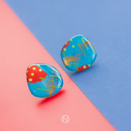 Blue Abstract Stud Earrings
