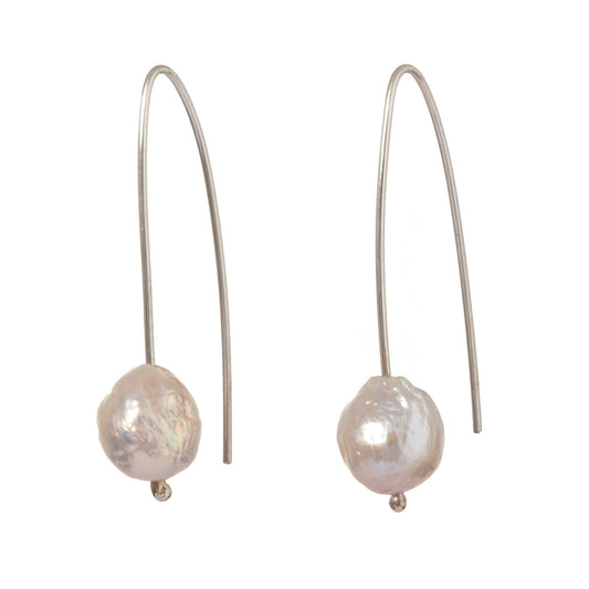 Pearl and Silver Long Drop Earrings