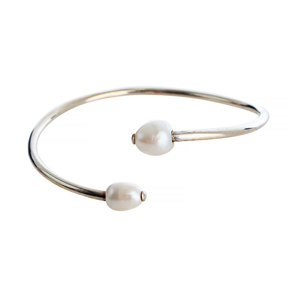 Pearl & Silver Twist Bangle
