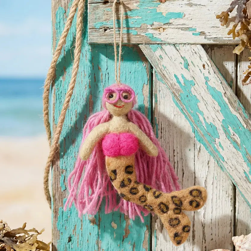 Handmade Felt Lexi Leopard Print Mermaid