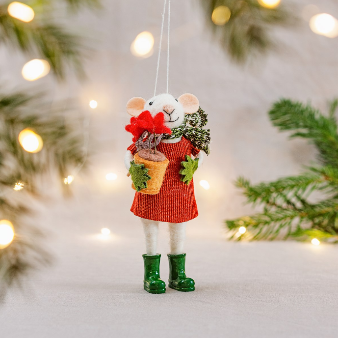 Gardening Mouse With Fork Felt Hanging Decoration