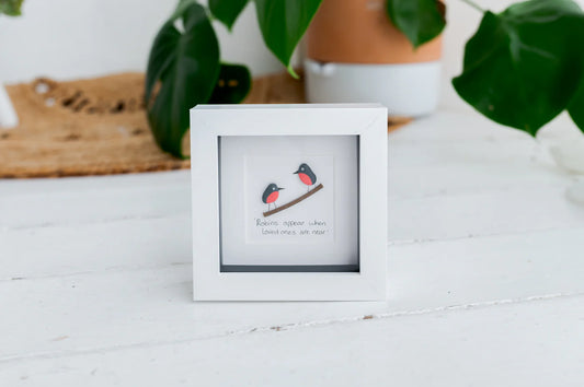 Robins Appear When Loved Ones are Near Pebble Art Frame by Simply Mourne