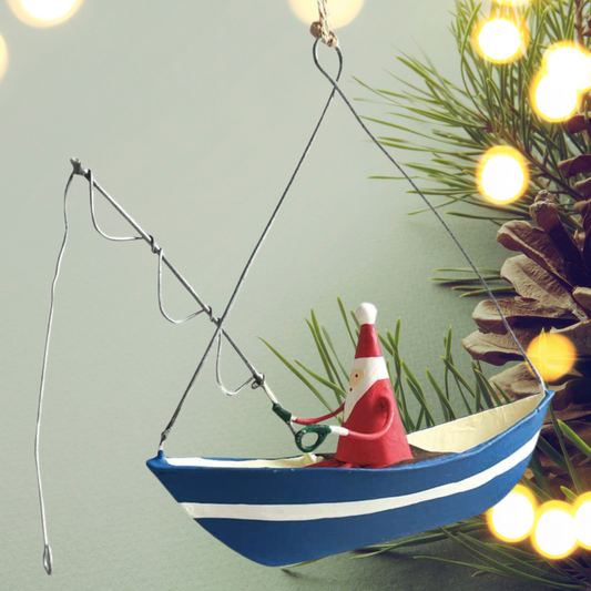 Fishing Boat Santa Decoration