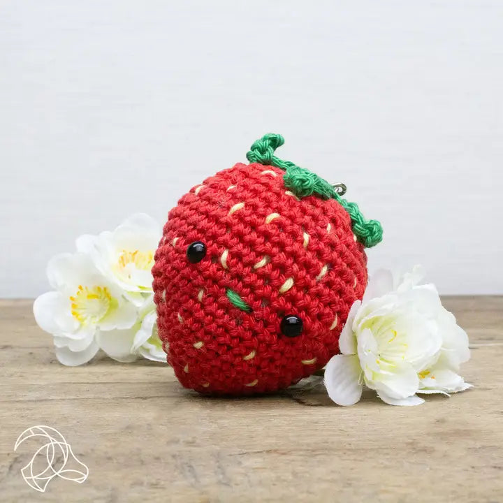 Diy Crochet Kit Strawberry Key Ring