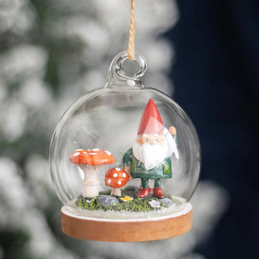 Gnome Glass Dome Decoration