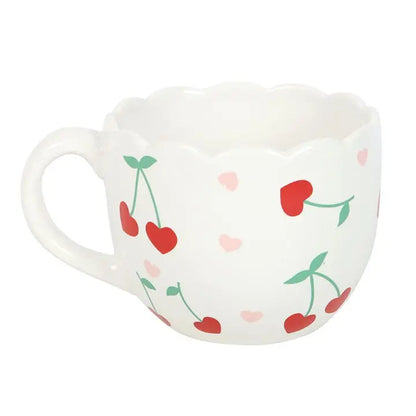 Scalloped Cherry Heart Mug