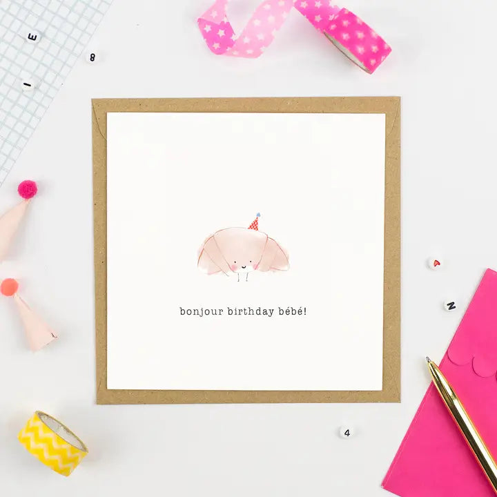 Bonjour Birthday Bebe! - Pickled Pom Pom Card