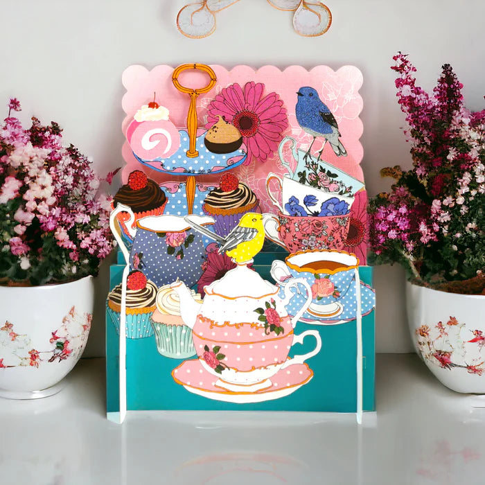 Pop Up Card Afternoon Tea With Birds