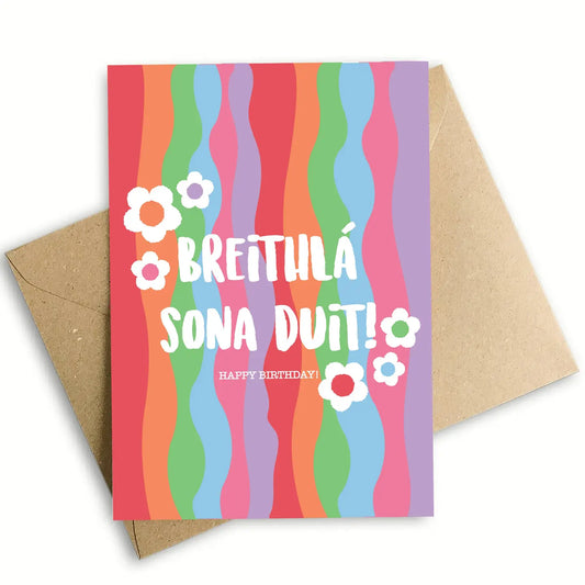 Breithlá Sona Duit Rainbow - Prints of Ireland Card
