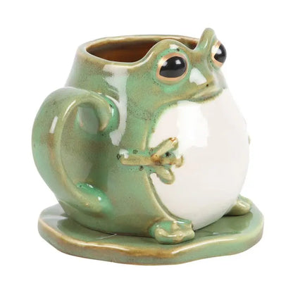 Frog Shaped Mug + Lily Pad Saucer