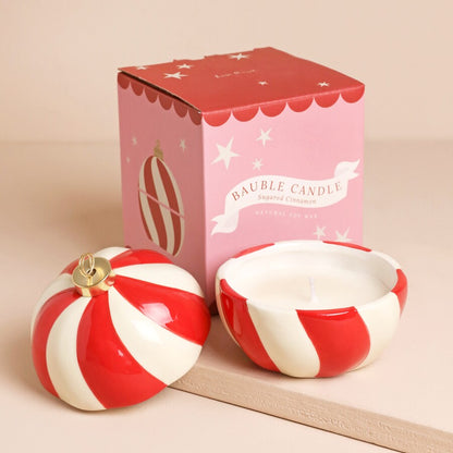 Candy Cane Stripe Cinnamon Bauble Candle SALE