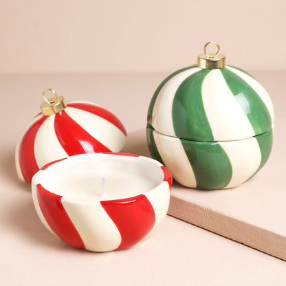 Candy Cane Stripe Cinnamon Bauble Candle SALE