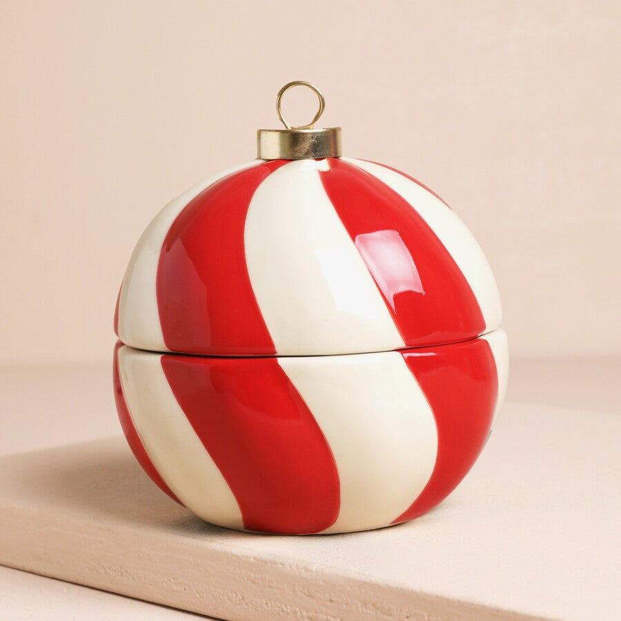 Candy Cane Stripe Cinnamon Bauble Candle SALE