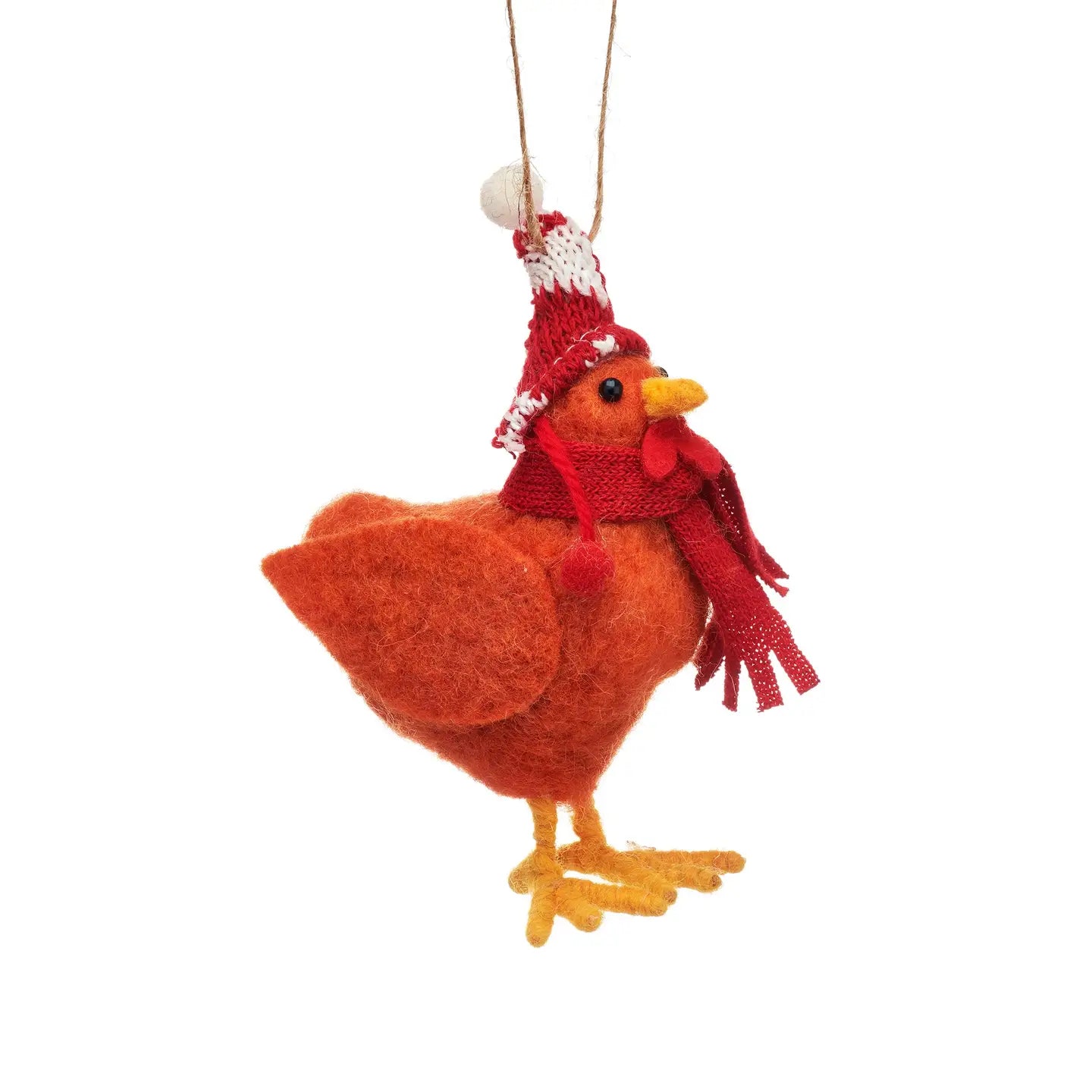 Chicken in Wooly Hat Felt Decoration