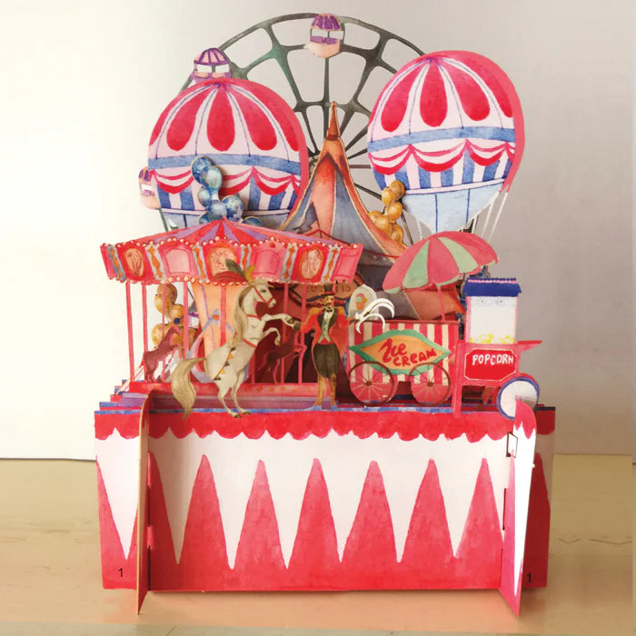 Pop Up Card Circus Tent, Carousel, Ferris Wheel, & Hot Air Balloon