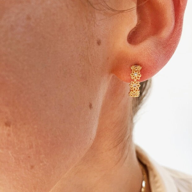 Crystal Daisy Hoop Earrings