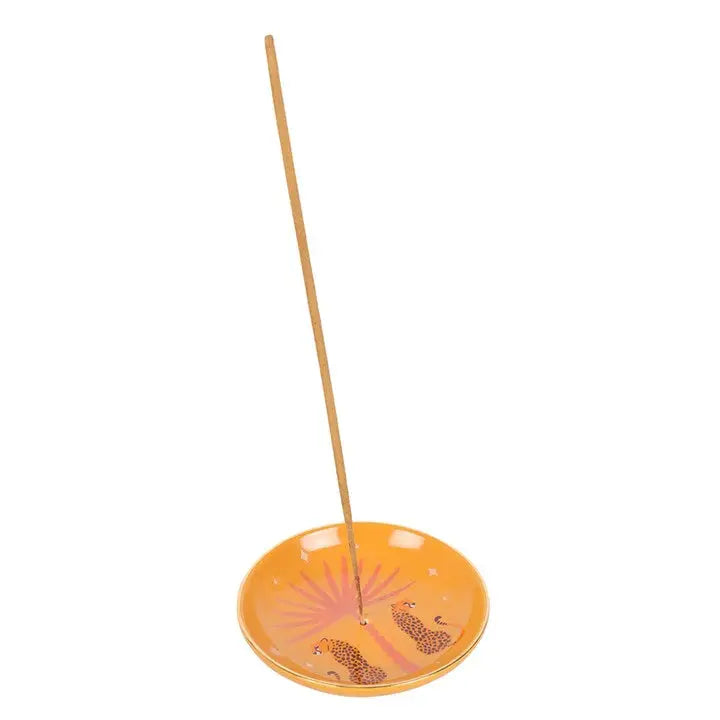 Leopard Palm Ceramic Incense Holder