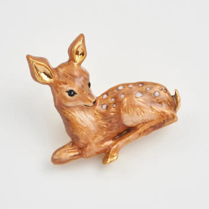 Fawn Enamel Brooch