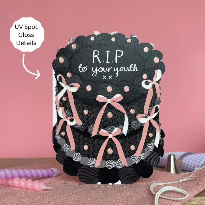 RIP To Your Youth Birthday Cake - Two For Joy Illustration Card