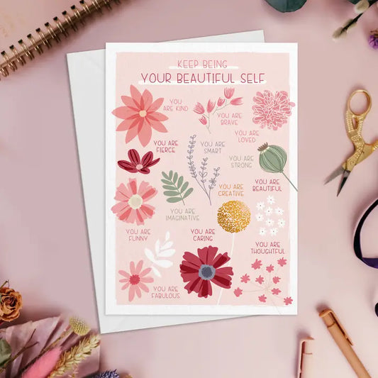 Keep Being Your Beautiful Self - Two For Joy Illustration Card